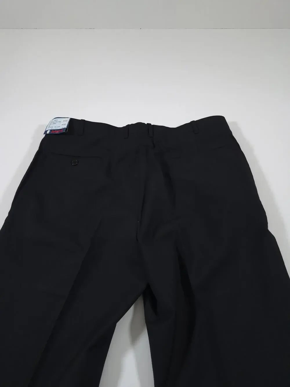 VTG Jahardi Dress Pants Mens 38x36 Black Wool Blend Flat Front Classic NWT